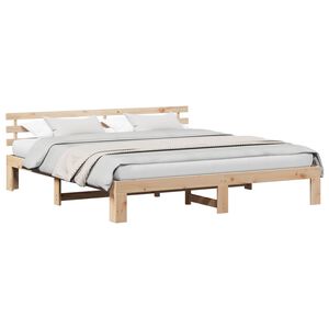 vidaXL Bedframe met hoofdeinde Naturel 180 x 200 cm Massief grenenhout