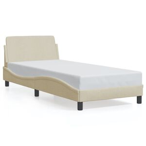 vidaXL Bedframe met hoofdeinde "Dover" 90x200 cm stof cr&egrave;me