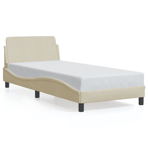 vidaXL Bedframe met hoofdeinde "Dover" 90x200 cm stof cr&egrave;me