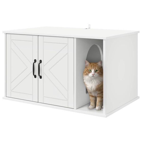vidaXL Kattenhuis Wit 85 x 55 x 50 cm Bewerkt hout