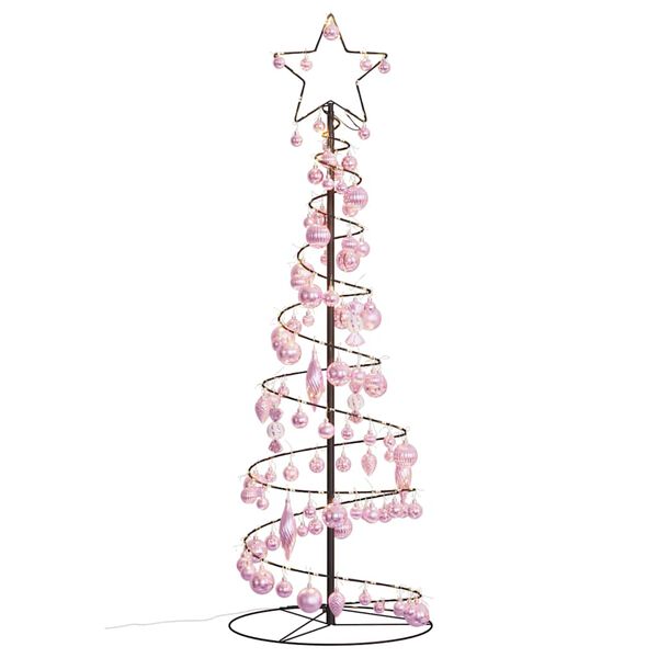 vidaXL LED-kerstboom met kerstballen 100 LED's warm wit 150 cm