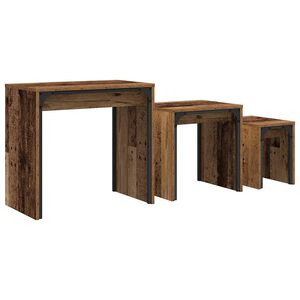 vidaXL Salontafel 3 pcs Oudhout Bewerkt hout