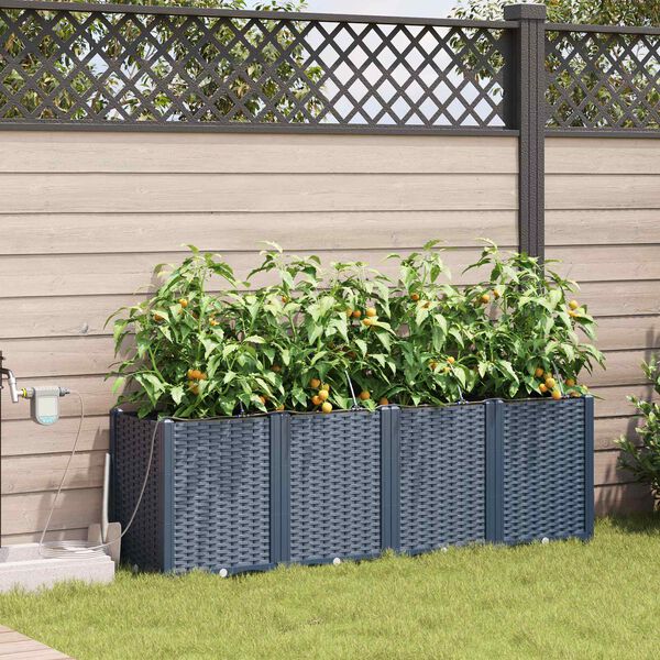 vidaXL Tuin Bloempot 4 pcs Grijs 160 x 40 x 52 cm Kunststof