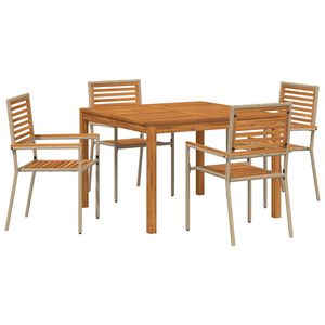 vidaXL Tuin eettafelset 5 st Beige Massief Acaciahout