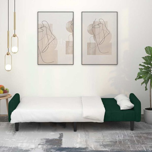 vidaXL Slaapbank 2-zits fluweel donkergroen