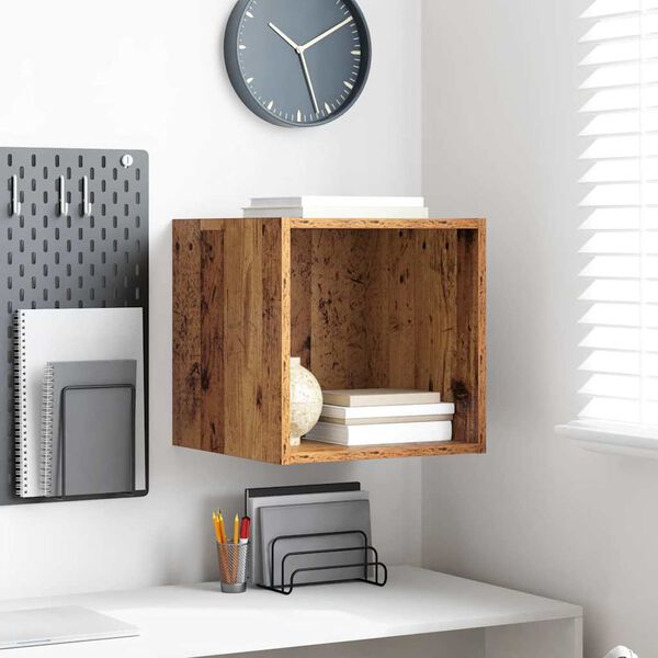 vidaXL Wandkast met plank Oudhout 37 x 37 x 37 cm Bewerkt hout