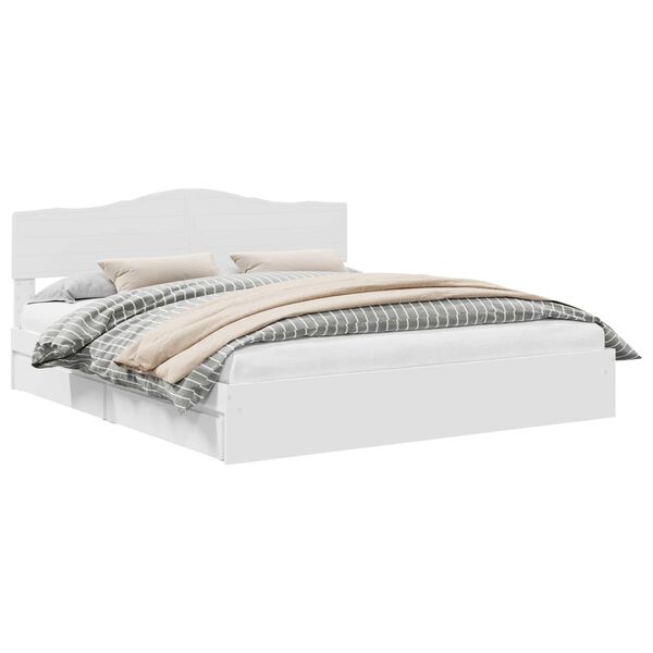 vidaXL Opslag bed met hoofdeinde Wit 180 x 200 cm Bewerkt hout