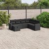 vidaXL 7-delige Loungeset met kussens poly rattan zwart