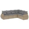 vidaXL 6-delige Loungeset met kussens poly rattan beige