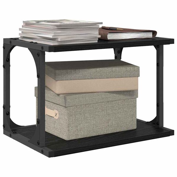 vidaXL Printerstand Zwart Eiken 41 x 28 x 33.5 cm Bewerkt hout