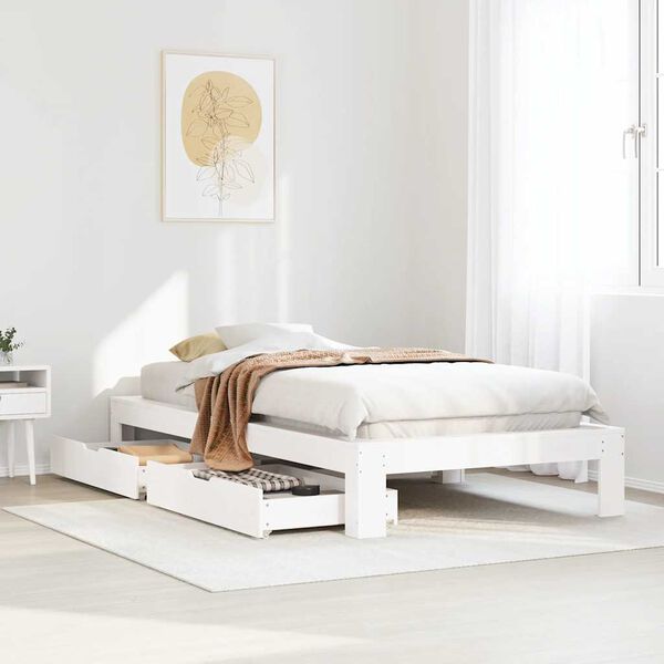 vidaXL Bedframe zonder matras massief grenenhout wit 90x190 cm