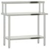 vidaXL Keukenwerktafel met bovenschap 110x55x120 cm roestvrij staal