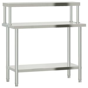 vidaXL Keukenwerktafel met bovenschap 110x55x120 cm roestvrij staal