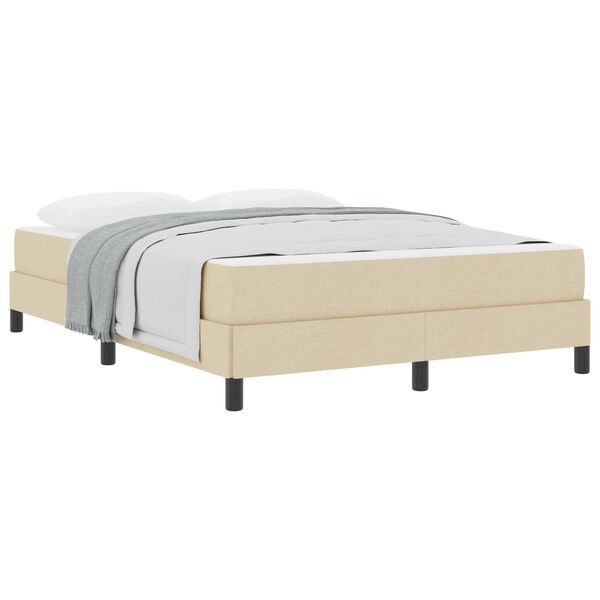vidaXL Boxspringbed met matras Cr&egrave;me 140 x 190 cm Stof