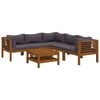 vidaXL 6-delige Loungeset met kussens massief acaciahout