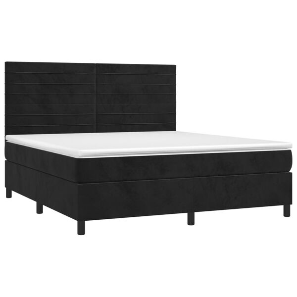 vidaXL Boxspring met matras en LED fluweel zwart 160x200 cm