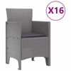 vidaXL Tuin Eettafelset met kussens met kussen 17 pcs Lichtgrijs PP
