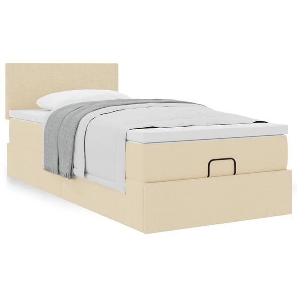 vidaXL Ottoman bed met matras 80x200cm stof cr&egrave;mekleurig