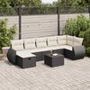 vidaXL 8-delige Loungeset met kussens poly rattan zwart