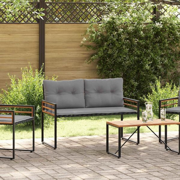 vidaXL Houten Laag Bank met kussen Effen Lichtgrijs 114 x 55 x 77 cm