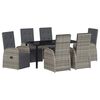 vidaXL Tuin eettafelset 7 st Grijs poly rattan