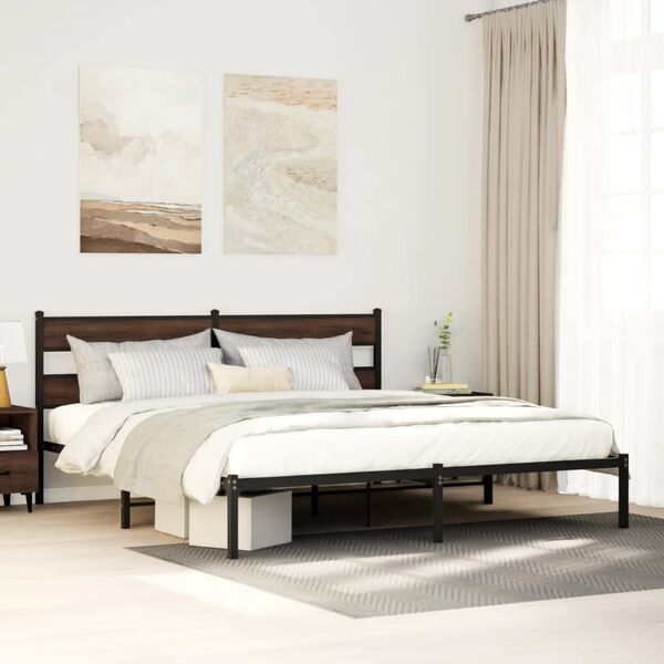 vidaXL Bedframe met hoofdbord zonder matras bruin eiken 190x200 cm