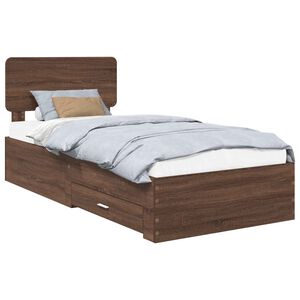 vidaXL Bedframe met lade Bruin Eiken 75 x 190 cm Bewerkt hout