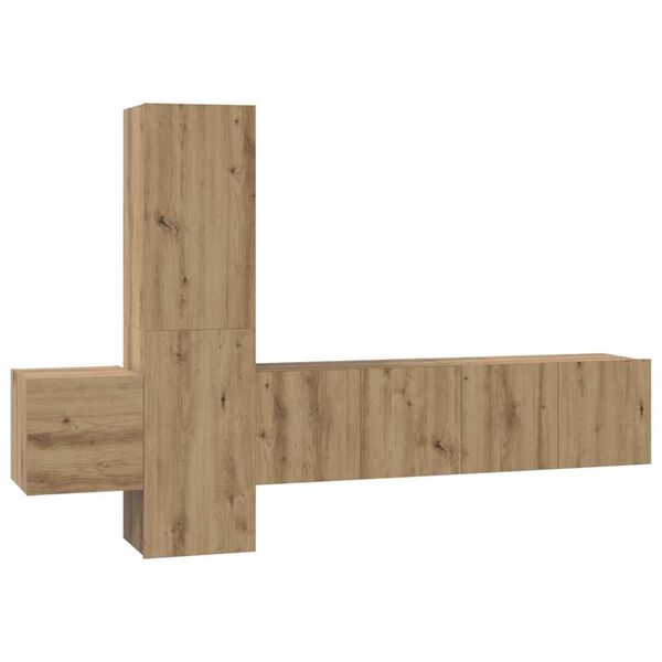 vidaXL Tv-meubelset 5 pcs artisanaal eikenkleurig 181 x 30 x 120 cm