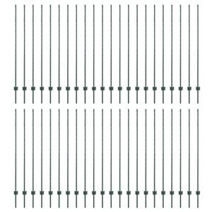 vidaXL Afrasteringspaal 44 pcs Groen 200 cm Staal