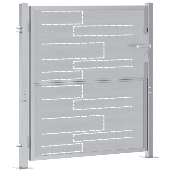 vidaXL Tuinpoort met slot Zilver 96 x 100 cm Roestvrij staal