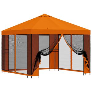 vidaXL Tuin Gazebo met Zijwanden 3 x 3 m Oranje Polyester en staal