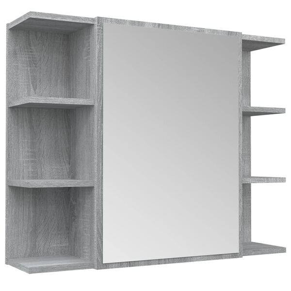 vidaXL Badkamerspiegelkast 80x20,5x64 cm bewerkt hout grijs sonoma