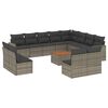 vidaXL 13-delige Loungeset met kussens poly rattan grijs