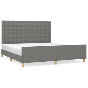 vidaXL Bedframe met hoofdeinde stof donkergrijs 180x200 cm