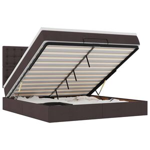 vidaXL Ottoman bed met matras en LED's 180x200cm stof donkerbruin