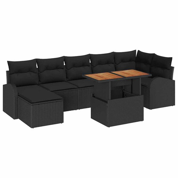 vidaXL Tuin Sofa Set met kussen 8 pcs Zwart