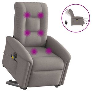 vidaXL Sta-op-massagestoel elektrisch verstelbaar stof taupe