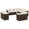 vidaXL 11-delige Loungeset met kussens poly rattan bruin
