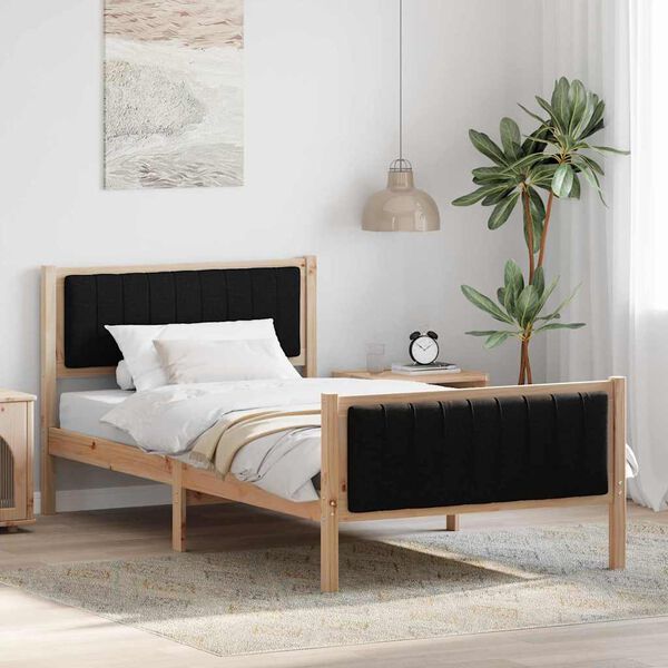 vidaXL Bedframe Bruin en zwart 100 x 200 cm Massief grenenhout