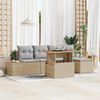 vidaXL Tuin Sofa Set met opslag 6 pcs Beige Poly riet