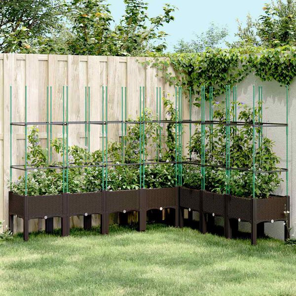 vidaXL Plantenbak met latwerk 200x160x142,5 cm polypropeen bruin