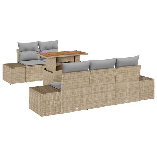 vidaXL Tuin Eetset met kussen 6 pcs Beige en Grijs