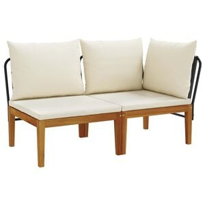 vidaXL 2 st Tuin Loungeset met Kussens Massief acaciahout & touw
