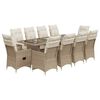 vidaXL 11-delige Bistroset met kussens poly rattan beige