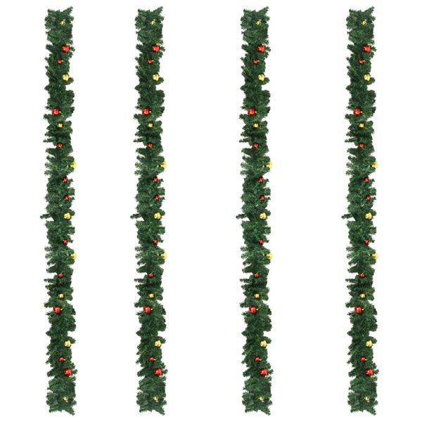 vidaXL Kerstslingers 4 st met kerstballen 270 cm PVC groen