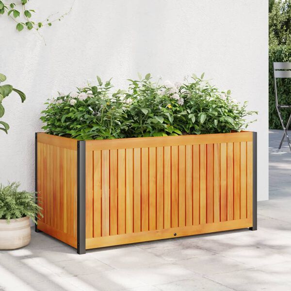 vidaXL Plantenbak 85x45x44 cm massief acaciahout en staal