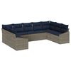 vidaXL Tuinbankenset met opslag 9 pcs Grijs en Marineblauw poly rattan