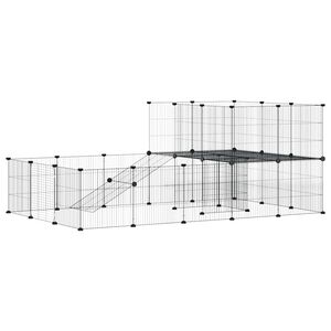vidaXL Huisdierenkooi met deur 36 panelen 175x105x70 cm staal zwart