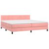 vidaXL Boxspring met matras en LED fluweel roze 200x200 cm