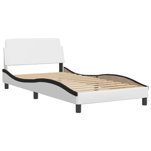 vidaXL Bed "Viana" met matras kunstleer wit en zwart 100x200 cm
